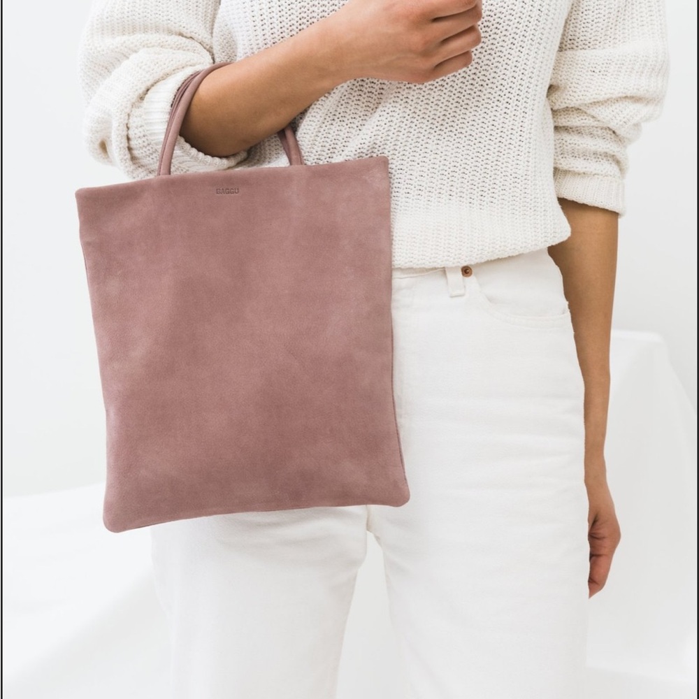 BAGGU Pink Suede Tote